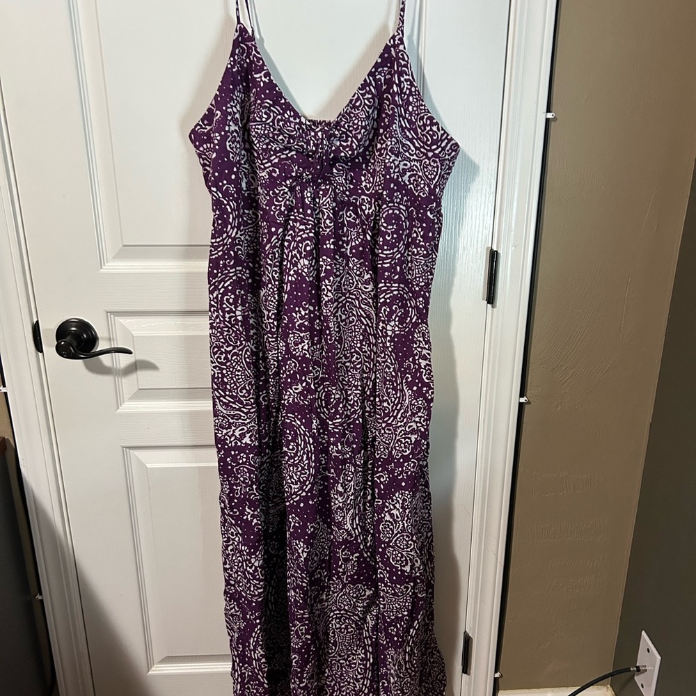 Merona Plum and Cream Patterned Maxi Dress 2XL